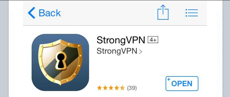 StrongVPN iPhone iOS App