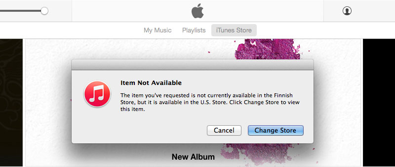 iTunes Item Not Available Change to US Store