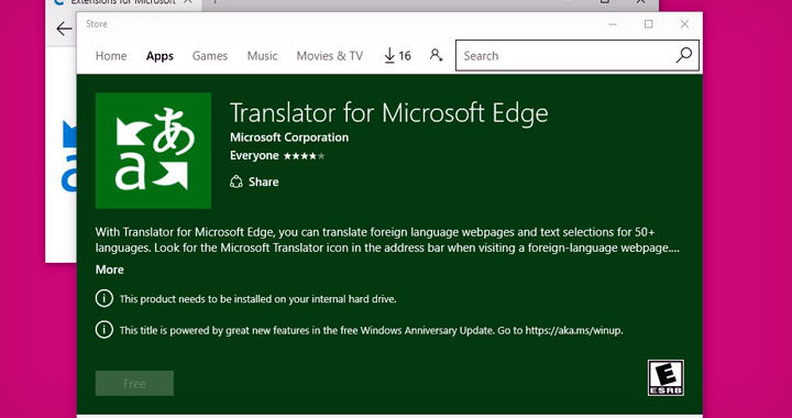 Edge Translator Extension Cannot Install