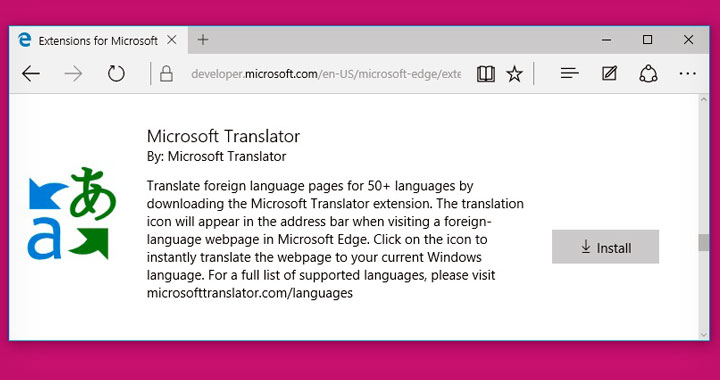 Microsoft Translator Edge Extension