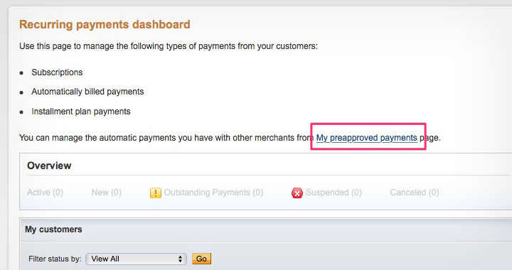 PayPal My preapproved payments