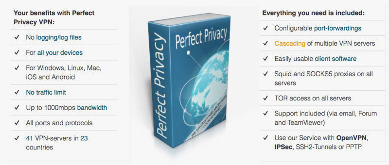 Perfect Privacy VPN Features