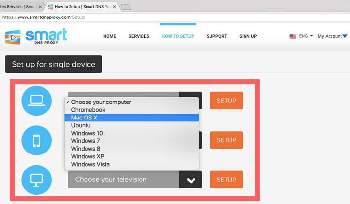 Smart DNS Proxy HBO Device Support