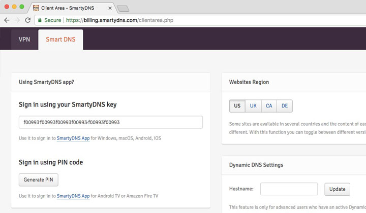 SmartyDNS Smart DNS Key