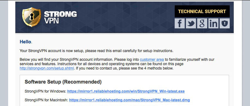 StrongVPN Account Setup Instructions