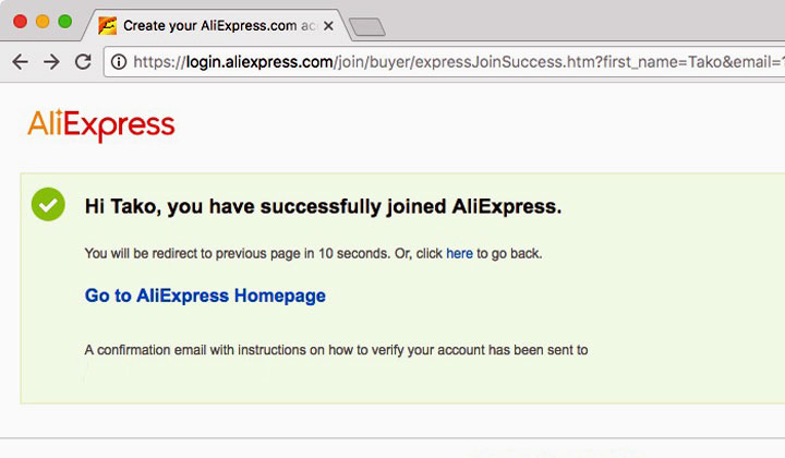 Successfully Joined AliExpress