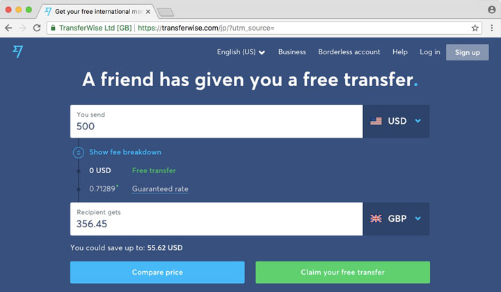 TransferWise Claim Free Transfer