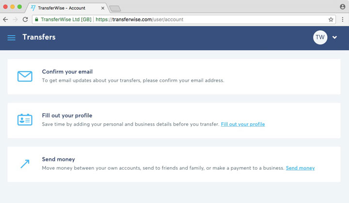 TransferWise User Account