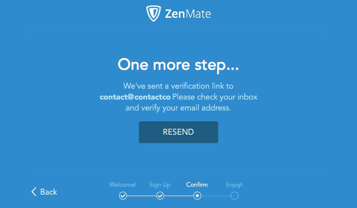 ZenMate VPN Free Confirm