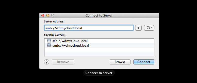 Mac Connect SMB, AFP WD My Cloud