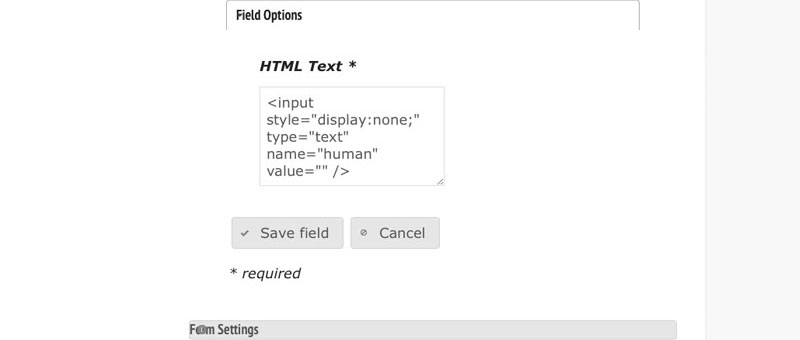Custom HTML Text, Hidden PHP Form Field