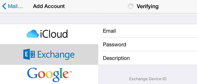iOS Exchange Account