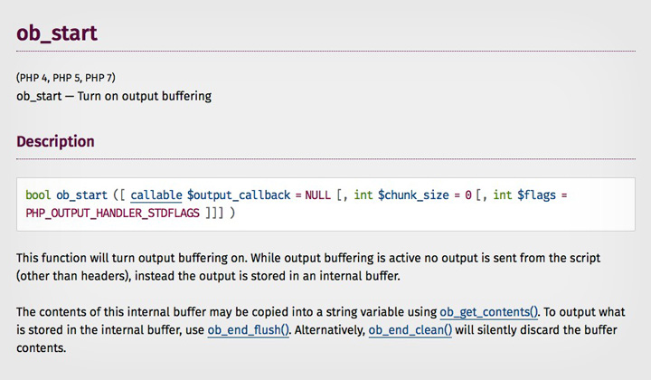 ob_start
